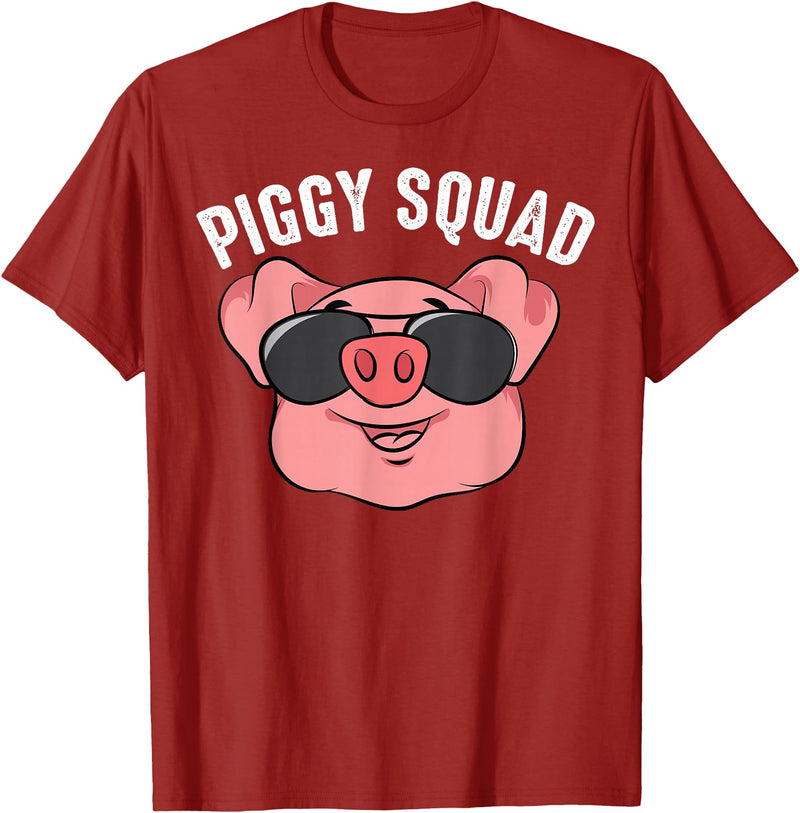 Cool Lucky Swine Fans Party Girl Boy Pork Team Art Piggy Squad | Cute Pig Farmer Animal Lovers Funny Farm Gift T-Shirt - Cranberry Red