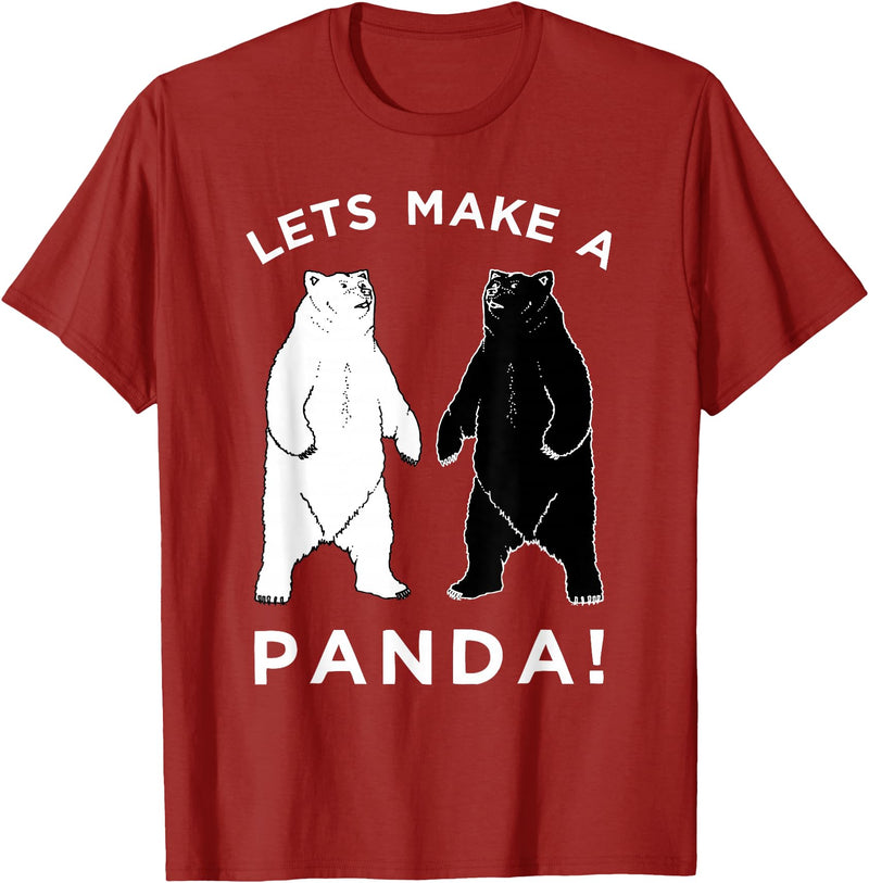 Make Panda Apparel Lets Make A Panda Funny Black Polar Bear T-Shirt - Cranberry Red