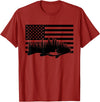 BASBO American Flag Fishing T-Shirt - Grey, Small, Unisex, Short Sleeve, Crew Neck, Classic Fit, Polyester 100%, Imported, Fishing Enthusiasts, Kids - Cranberry Red