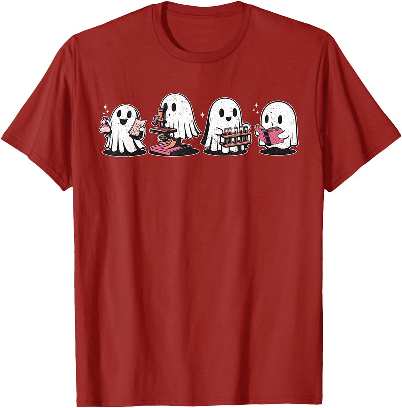 Funny Scientist Halloween Costume Chemist Gifts Cute Halloween Science Chemistry Ghost Laboratory Teacher T-Shirt -