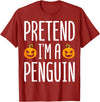 Penguin Halloween Gifts Co. Pretend I’m A Penguin Pumpkin Halloween Costume T-Shirt - Cranberry Red