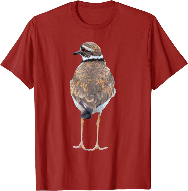 BJD Birds Killdeer Cute Graphic Print T-Shirt Bird Gift Bird Lover T-Shirt - Cranberry Red