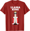 Mens Llama Shirts for Boys Llama King | Boys Llama Tshirt | Mens Llama T-Shirt, Black - Cranberry Red