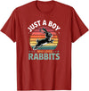 Cute Boys Rabbit Lover Bunny Graphic T-Shirt in Cranberry Red