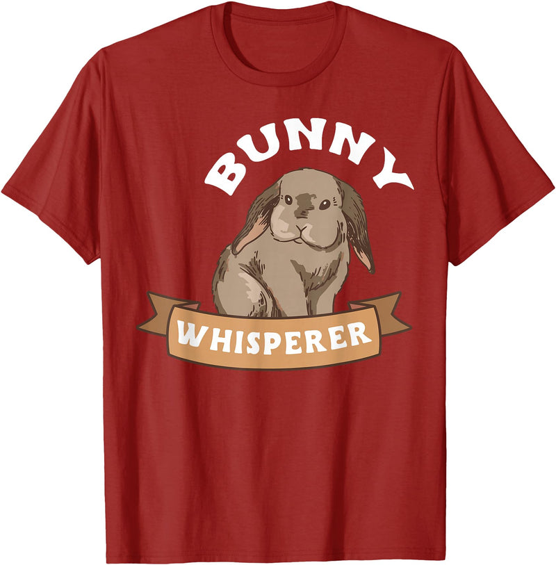 Cute Bunny Whisperer Lover Bunny Graphic T-Shirt in Cranberry Red