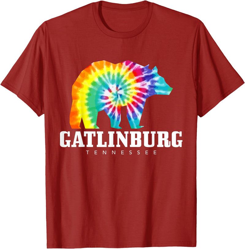 Gatlinburg Tennessee - Bear Tie Dye Gatlinburg Tennessee Bear Tie Dye Vintage Retro T-Shirt - Cranberry Red