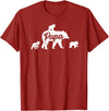 Matching Bear Family Shirt Apparel Vintage Papa Bear 3 Cubs Father's Day T-Shirt - Cranberry Red