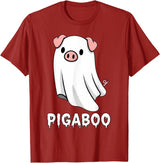 Pig Ghost Boo Halloween Humor By TEERA Funny Pig Ghost Spooky Season T-Shirt - Cranberry Red