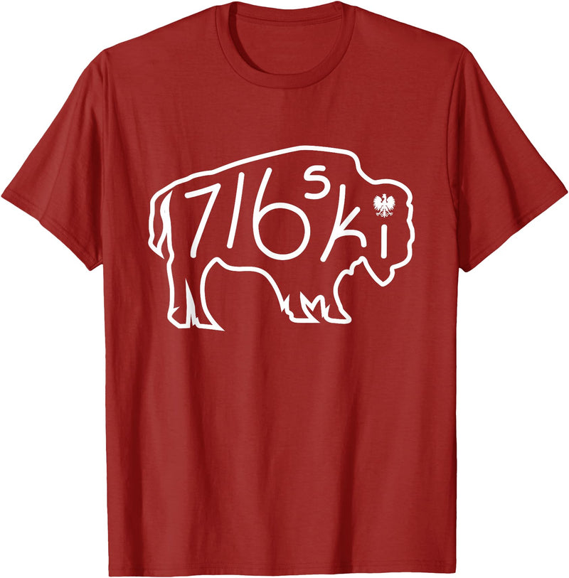 Buffalo Polish 716 716ski Dyngus Day Buffalo NY Polish T-Shirt - Cranberry Red