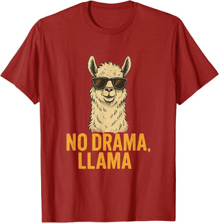 Am End Fashion No Drama, Llama - Cool Look T-Shirt - Cranberry Red