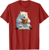 Book Lovers Polar Bear reading Books Cute Polar Bear is reading a Book, Reading Polar Bear T-Shirt - Cranberry Red