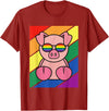 LGBTQ Flag Gay Pride Month Rainbow Pig With LGBT Glasses T-Shirt - Cranberry Red