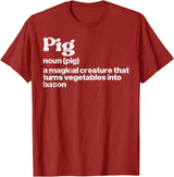 BBQ Barbecue Shirts Men Women Grilling Gifts Pig Definition Bacon Funny Bbq Barbecue Grill Men Women Kids T-Shirt - Cranberry Red