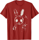 Creepy Cute Bunny Rabbit Alt Goth Grunge Horror Aesthetic T-Shirt in Cranberry Red