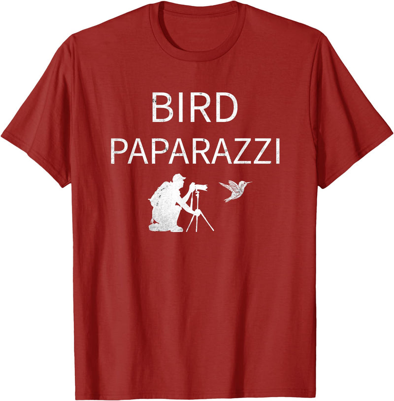 Birdwatching | Bird Photographer Gifts Unisex-Adults Black Short Sleeve T-Shirt Small Bird Photography T-Shirt - Cranberry Red