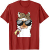 Cute Alpaca Llama Lover Llama Leopard Girls Women Alpaca Lover T-Shirt - Cranberry Red