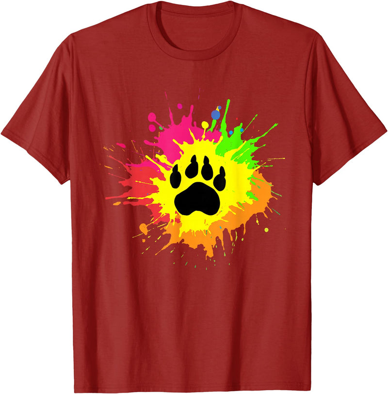 Furry Fandom Shirt by Crush Retro Furry Shirt Rainbow Bear Fursona Wolf Paw Print Gifts T-Shirt - Cranberry Red