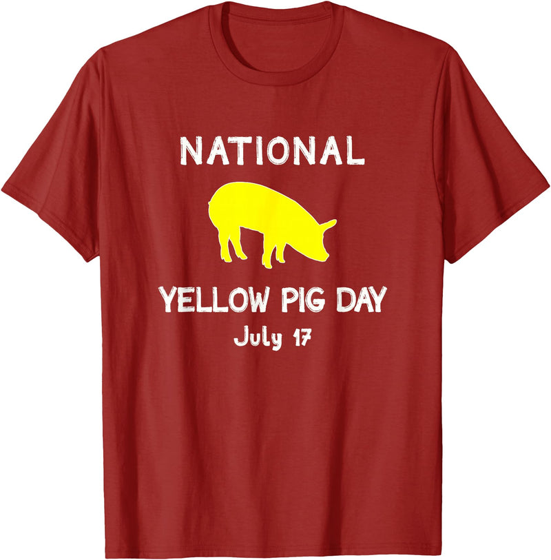 Porker Apparel Co National Yellow Pig Day T-Shirt - Cranberry Red