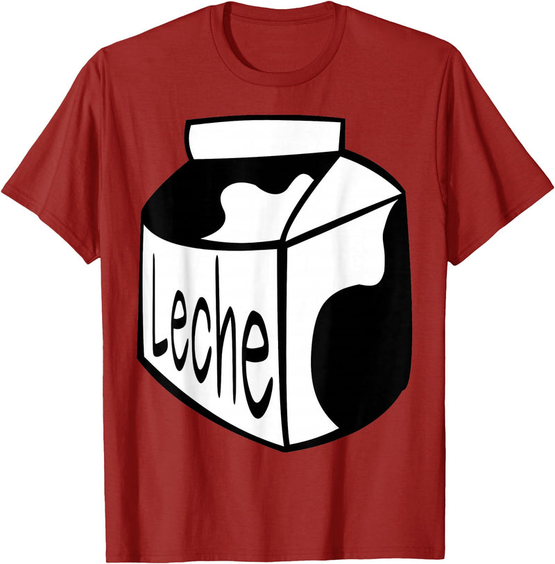 Clever Witty Milk Designs Leche Spanish Milk Carton Dairy Lover T-Shirt - Cranberry Red