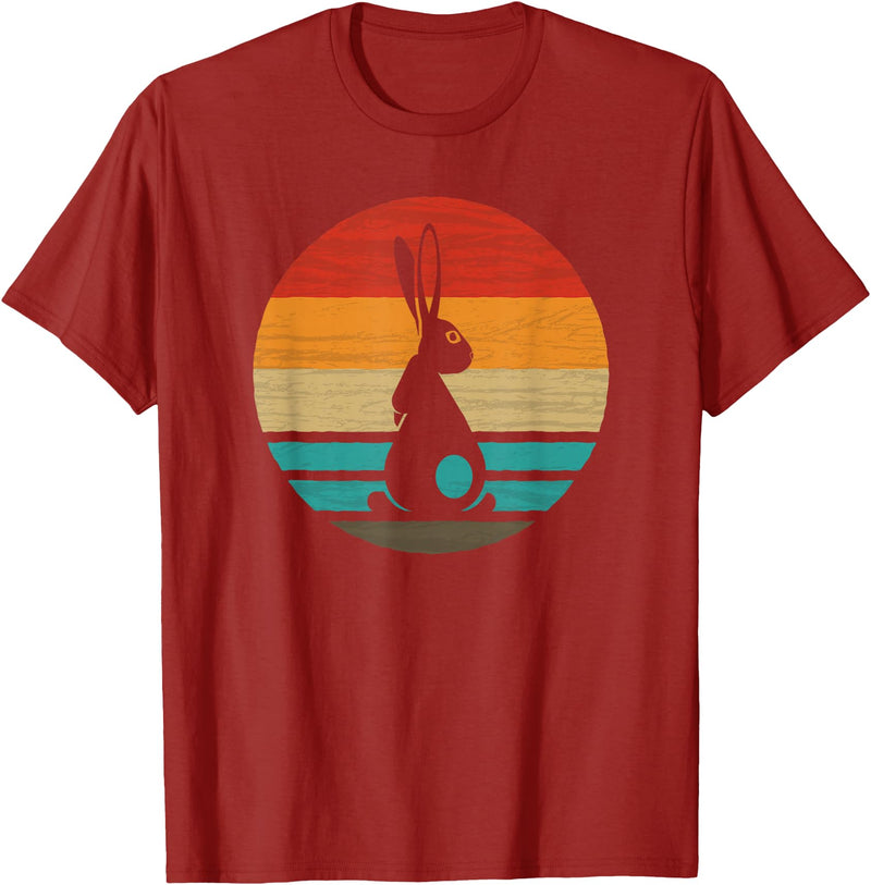 Rabbit Retro Style Vintage T-Shirt in Cranberry Red
