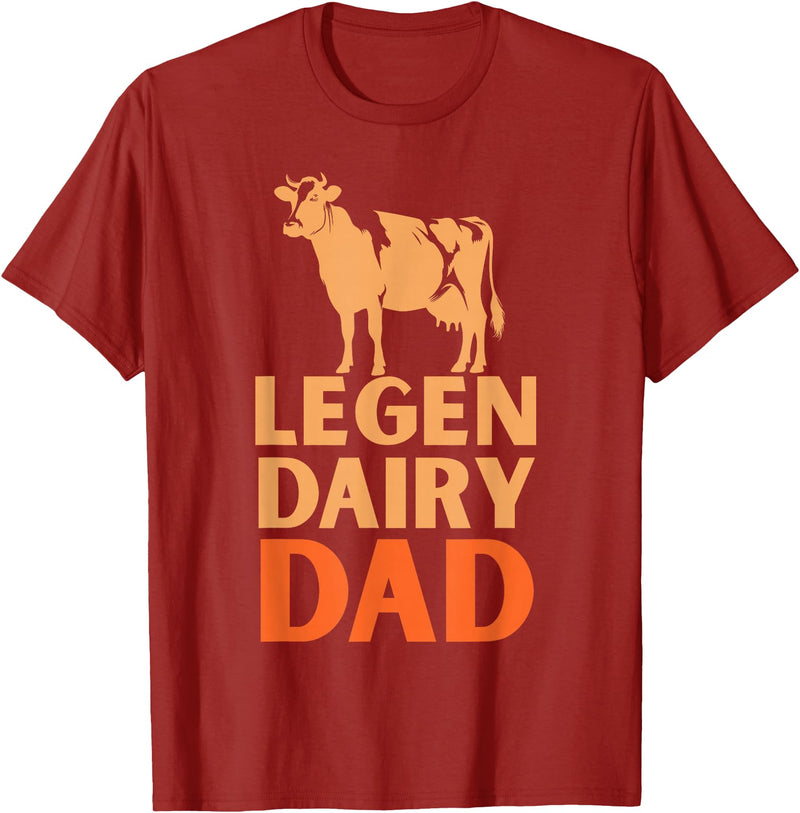 Cool Legendairy Cow For Dad Farming Tees Legen Dairy Dad Cow Vintage for Men Farmer Father's Day T-Shirt - Cranberry Red