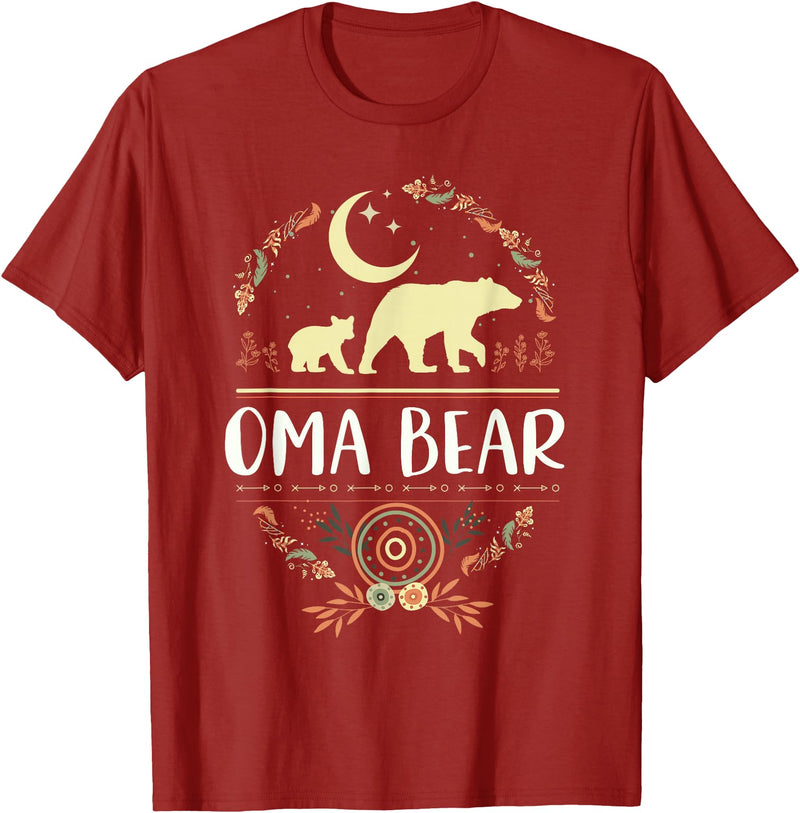 Matching Family Grandma Bear Boho by Foxio Grandma Bear Floral Family Fun Boho Bear T-Shirt - Cranberry Red