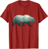 Outdoors Gift Ideas Camping Stuff Men Graphic Tees Misty Forest Bear Silhouette Wildlife Nature Lover T-Shirt - Cranberry Red