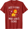 Gifts For Lion Lovers Girls Just A Girl Who Loves Lions Cute Lion Lover T-Shirt - Cranberry Red