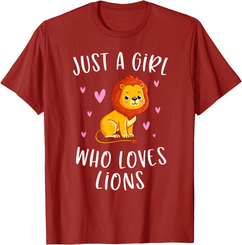 Gifts For Lion Lovers Girls Just A Girl Who Loves Lions Cute Lion Lover T-Shirt - Cranberry Red