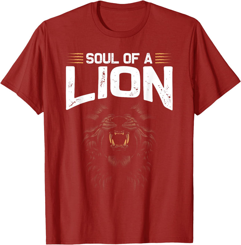 Animal Tees & Gift Idea Soul Of A Lion T-Shirt - Cranberry Red