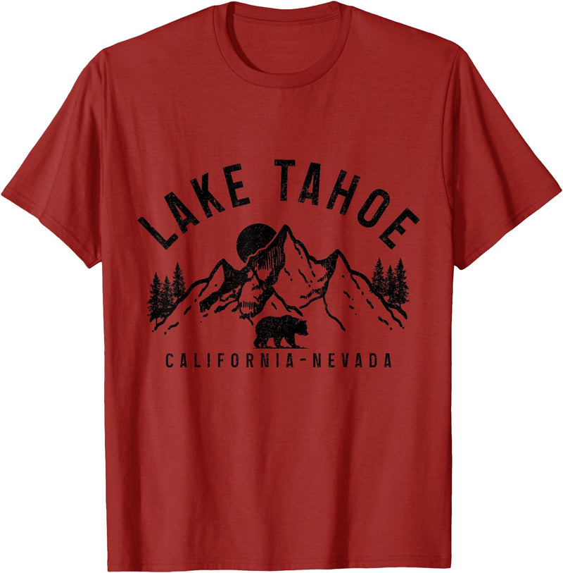 We Love Lake Tahoe - California Nevada Lake Tahoe California Nevada Mountains Bear Nature Vintage T-Shirt - Cranberry Red
