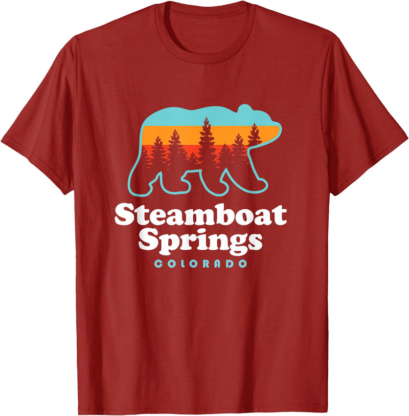Steamboat Springs Colorado Bear T-Shirt - Cranberry Red