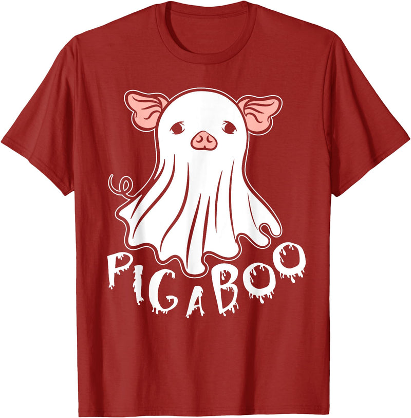 Ghost Pig Farm Halloween Costume Animal Lover Ghost Pig Costume Pig A Boo Farmer Animal Halloween Costume T-Shirt - Cranberry Red