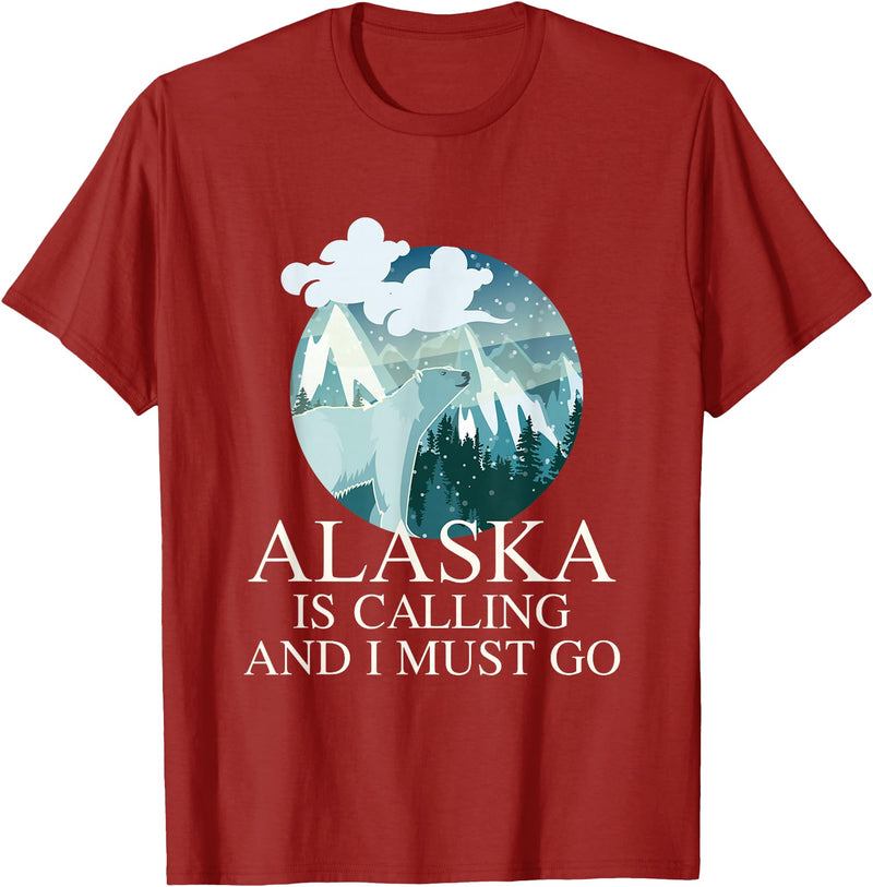 Selena's things Alaska Polar Bear Alaska Is Calling And I Must Go T-Shirt - Cranberry Red