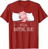 Funny Pig Lover & Owner Gift Ideas Sleeping Pig Lover Swine Official Napping T-Shirt - Cranberry Red