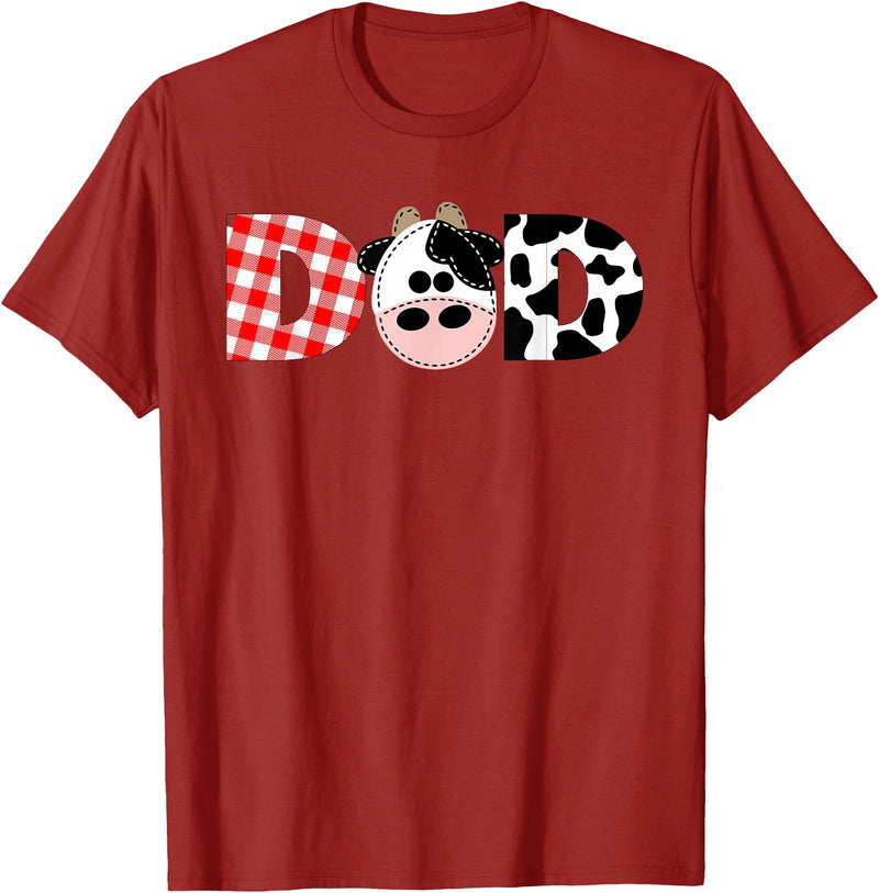 Funny Cow Mom And Dad Birthday Family Tees Dad of The Birthday for Boy Cow Farm 1st Birthday Cow Daddy T-Shirt - Cranberry