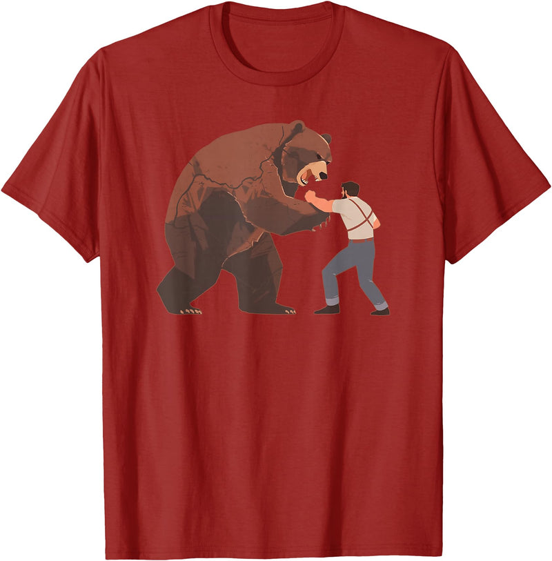 Outdoor lover funny outfits Bear Challenge - Funny Man Against Wild Bear Fighting T-Shirt - Cranberry Red