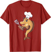 Cool Fish Character Apparel & Co. Fish Chef Fishing and Cooking T-Shirt - Cranberry Red
