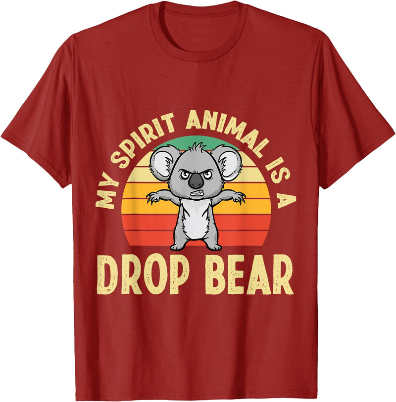 Mythical Creature Gag Gift Designs Australian Feral Koala, Spirit Animal Drop Bear T-Shirt - Cranberry Red