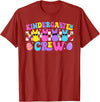 Kindergarten Crew Retro Bunny Teacher Easter Day Rabbit T-Shirt in Cranberry Red