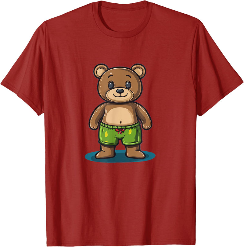 Teddy Bear swim trunks Cool Swim Trunks Teddy Bear Costume for Boys and Girls T-Shirt - Cranberry Red