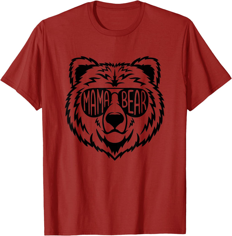 Funny Mothers Mama Bear Face Mama Bear Face Sunglasses Mother Mom Mommy T-Shirt - Cranberry Red