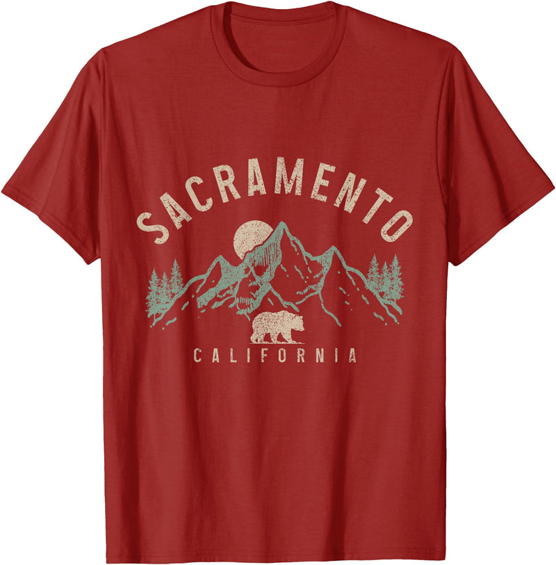 We Love Sacramento California Sacramento California Mountains Bear Nature Lover Vintage T-Shirt - Cranberry Red