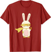 Super Rabbit for Men Women and Children - the Golden Hero T-Shirt in Cranberry Red