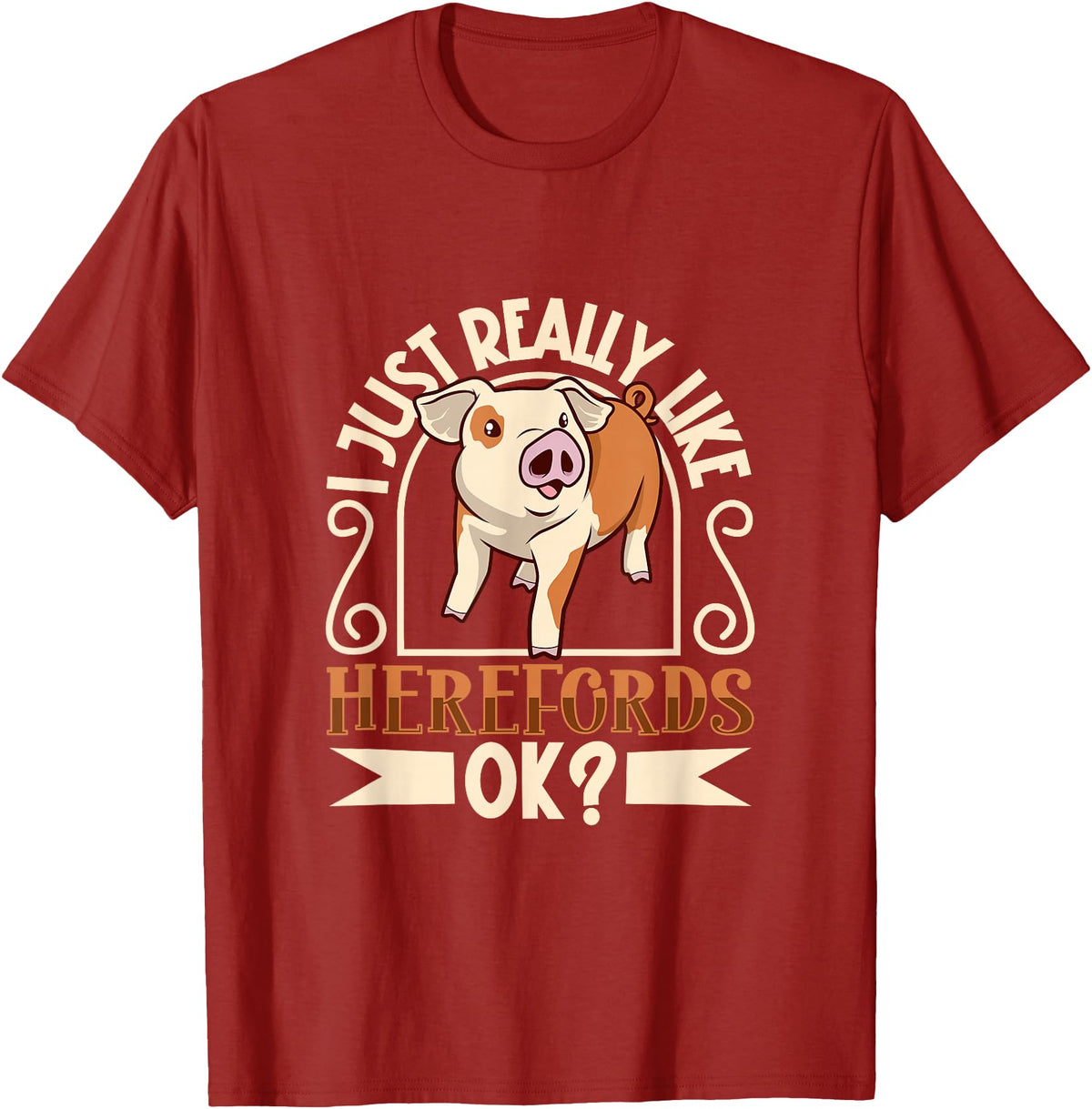 Creative Hereford Pig Designs I Love My Hereford Pig T-Shirt - Cranberry Red