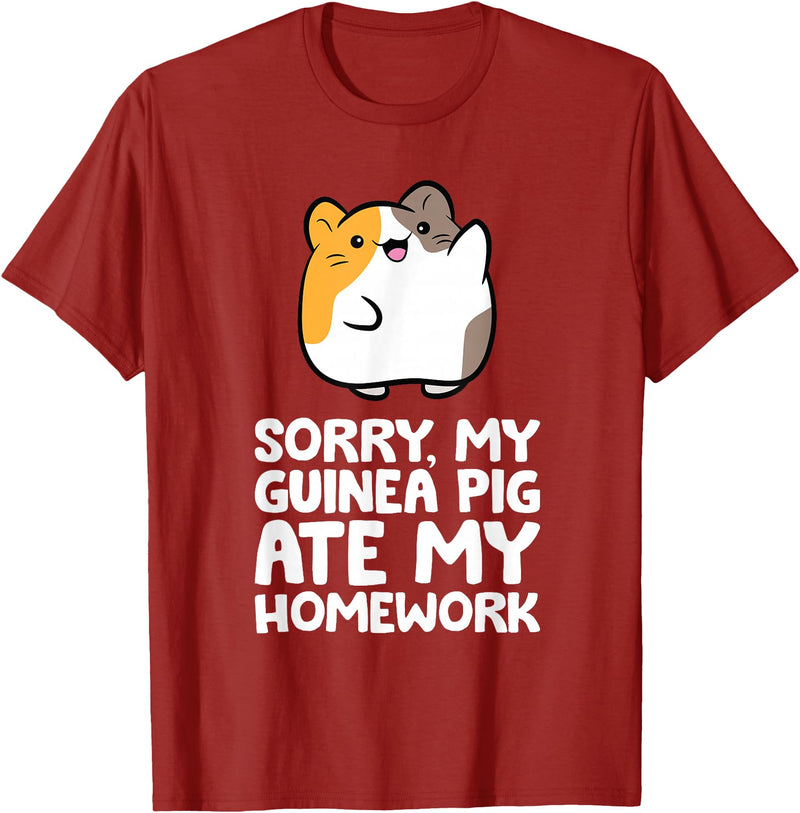 Guinea Pig Owner Guinea Pig Homework Sorry My Guinea Pig Ate My Homework T-Shirt - Cranberry Red
