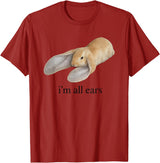 All Ears Bunny Listening Joke Rabbit T-Shirt in Cranberry Red