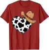 Magical and Funny Western Gifts Western Cow Print Heart Cowboy Cowgirl T-Shirt - Cranberry Red
