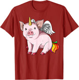 UnicornBreak Co. Piggycorn Pig Unicorn Pig Lovers T-Shirt - Cranberry Red