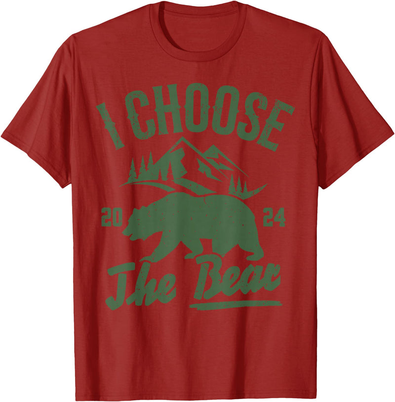 I Choose The Bear 2024 t -shir t I Choose The Bear 2024 T-Shirt - Cranberry Red